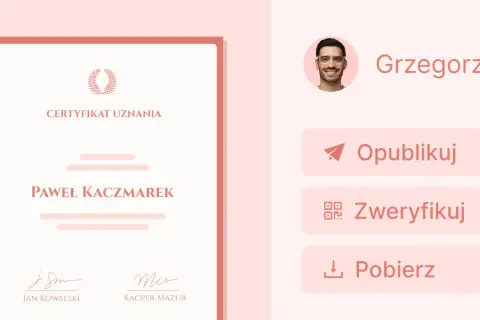 Certyfikat autentyczności obrazu dla Pawła Kaczmarka, wydany przez Grzegorza S. z opcją publikacji i weryfikacji.
